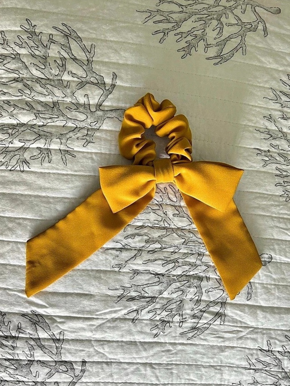 Satin Bow Hair Accessory in Mustard Yellow